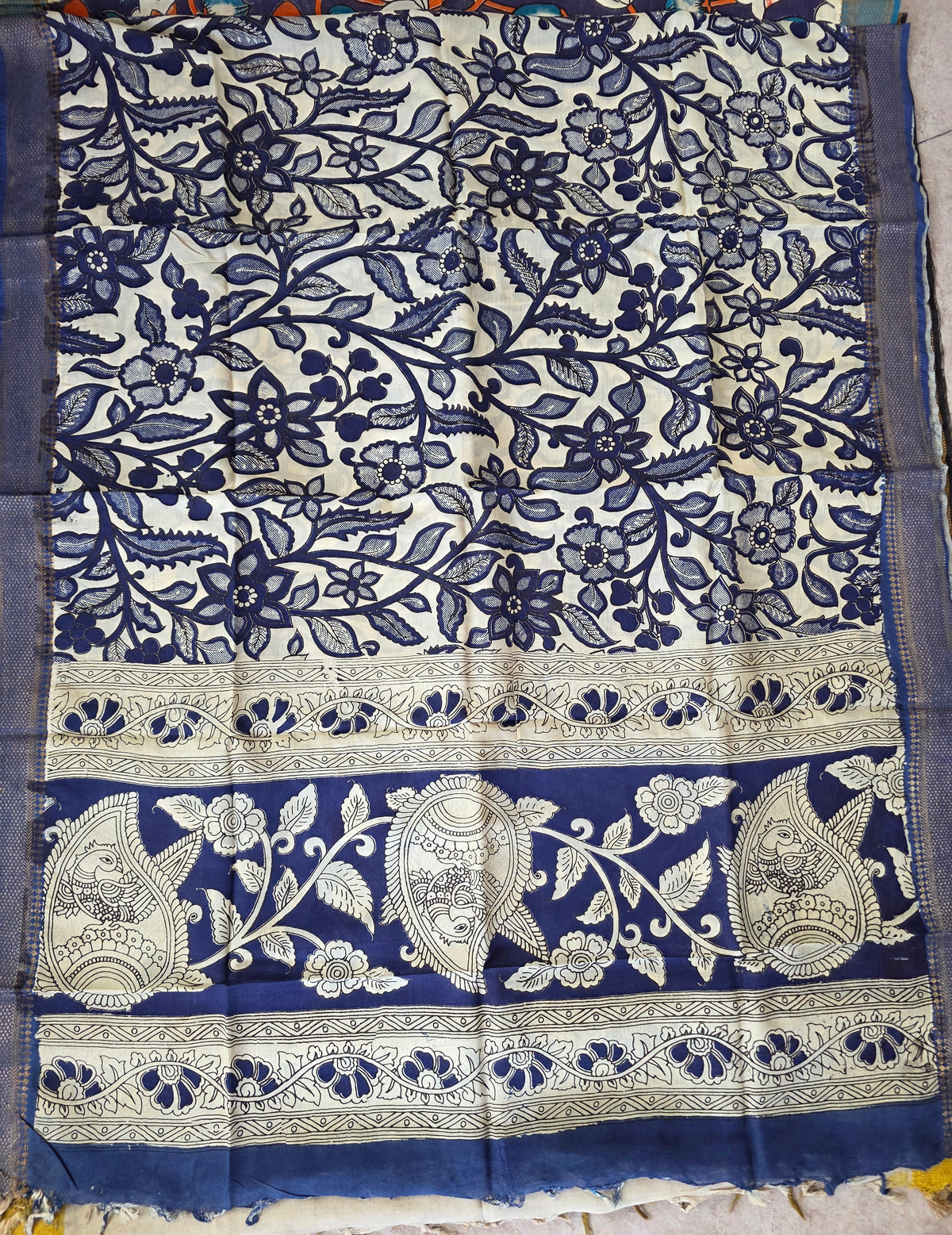 Handcrafted chennuri silk kalamkari duppatta -AK596