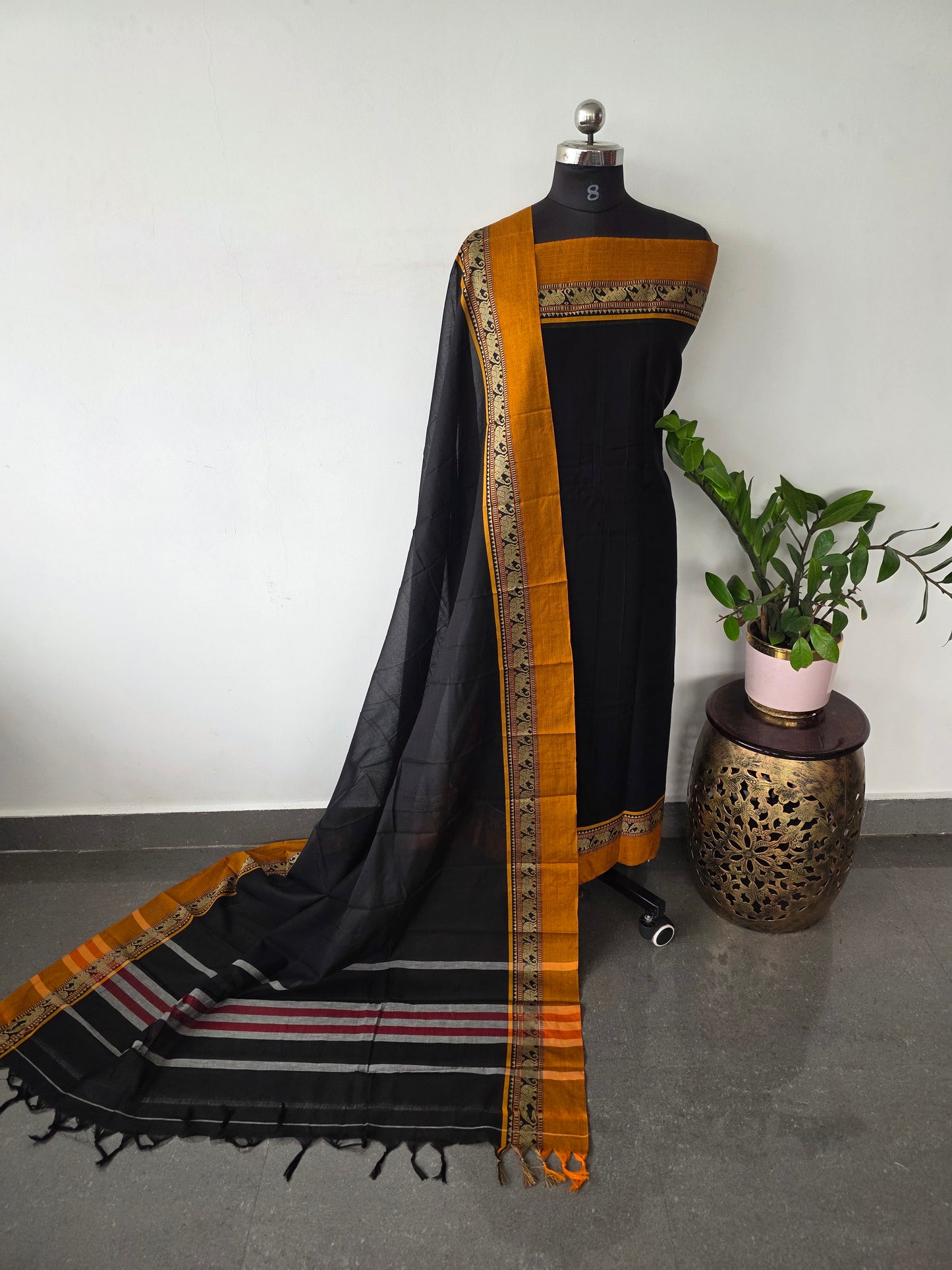 Premium narayanapet salwar set with elephant border (4.5 meters)- NA316