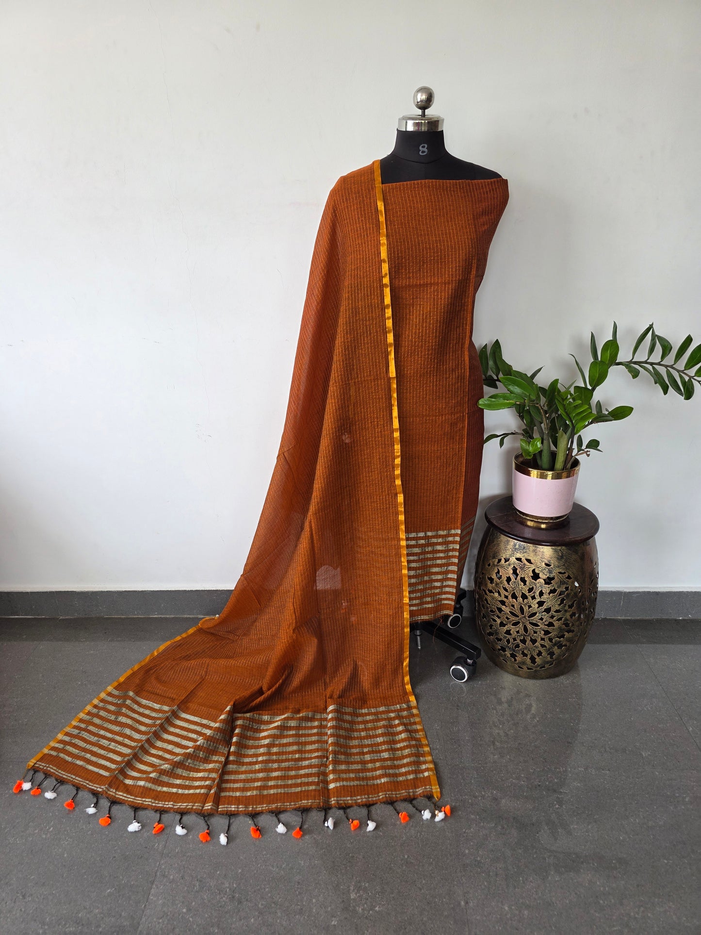 Premium mul khadi zari lines salwar set - MUL303