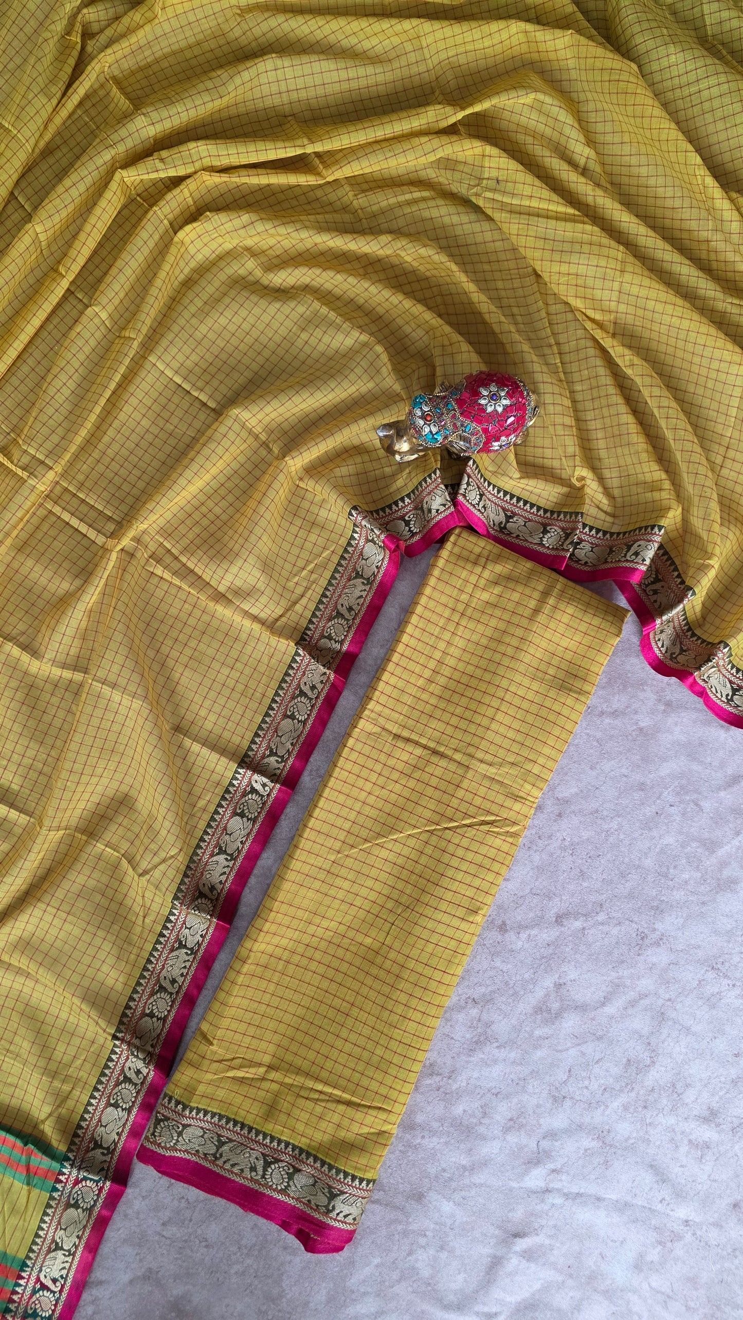 Mercerised checked narayanapet salwar set (4.5 meters)- NA376