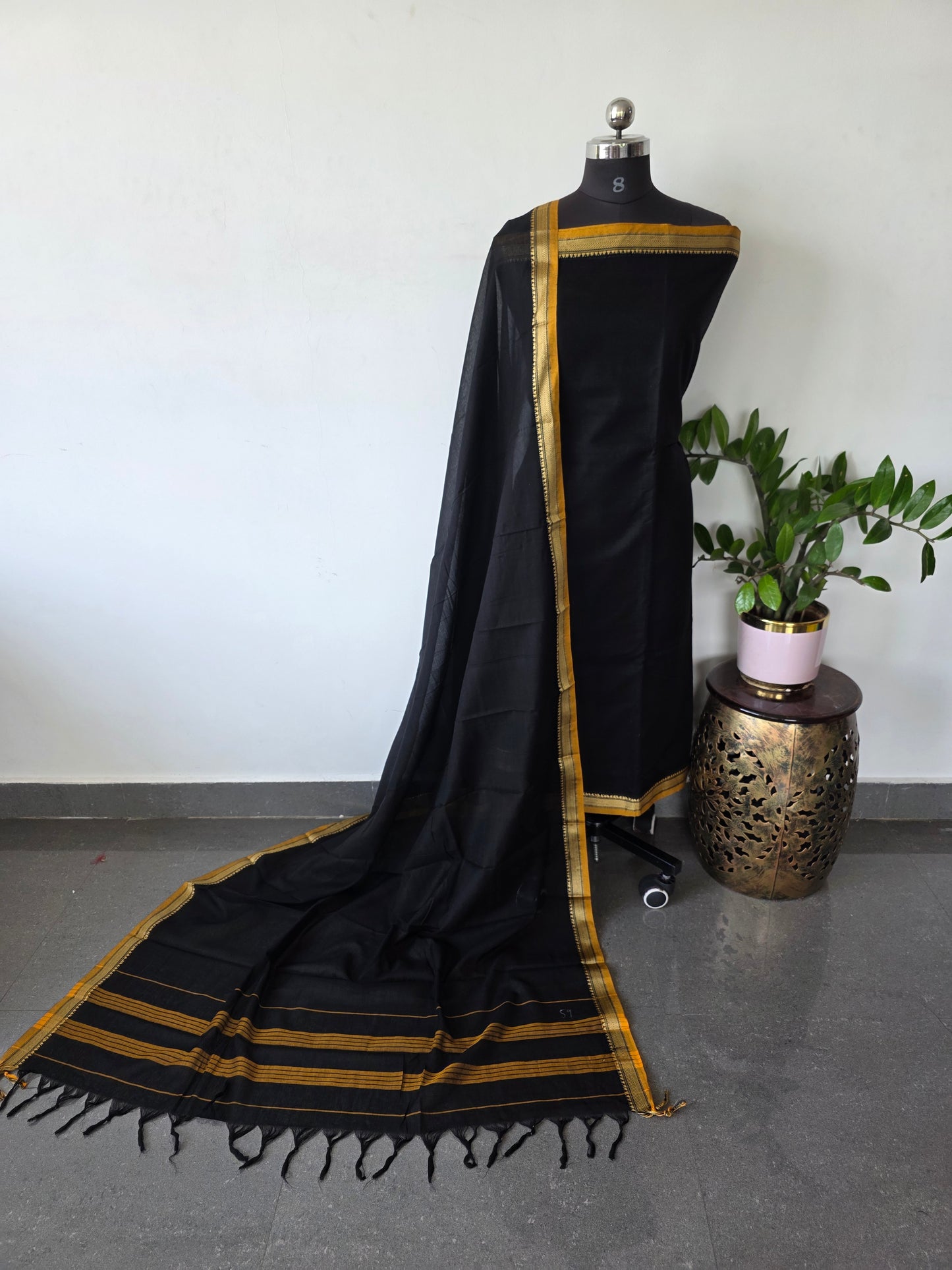 Mercerised narayanapet salwar set (4.5 meters)(black)- NA336