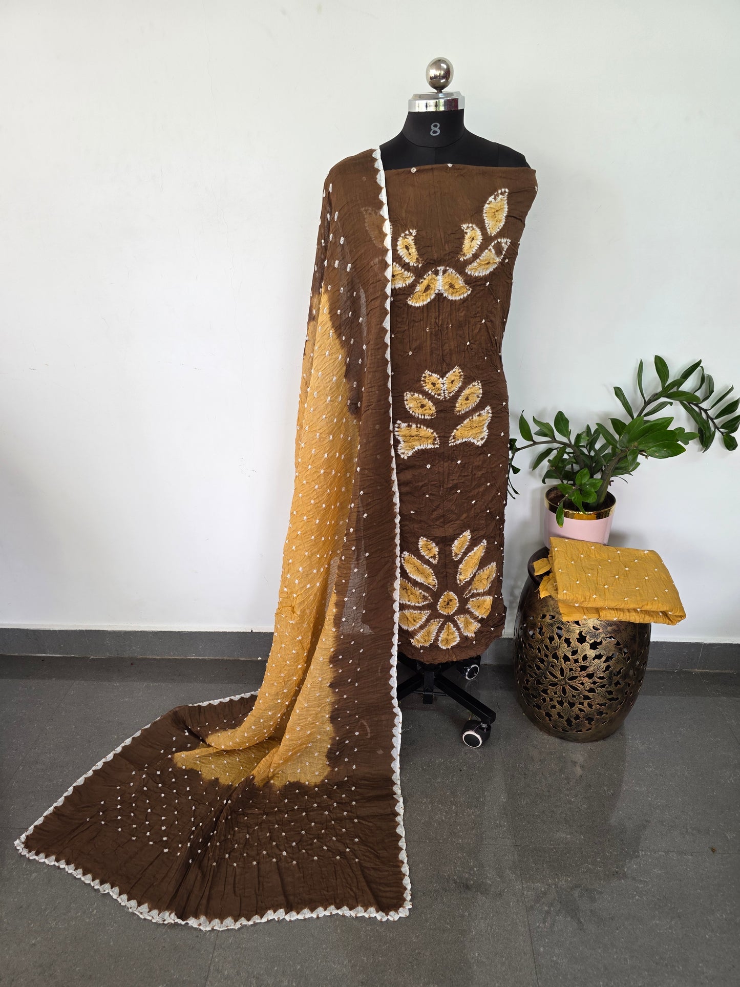 Handcrafted shibori bandhani cotton salwar set - BN43