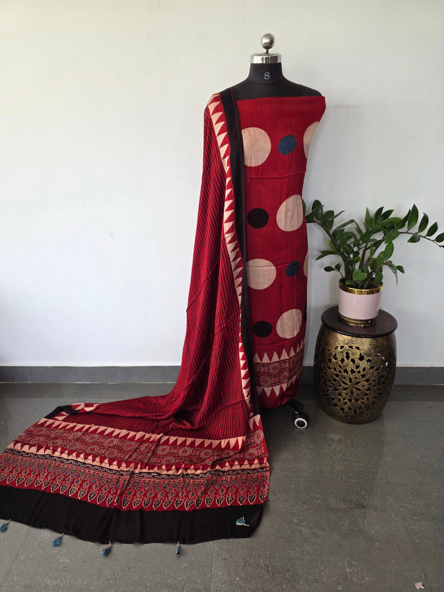 Handcrafted ajrakh modal silk set - HZ199