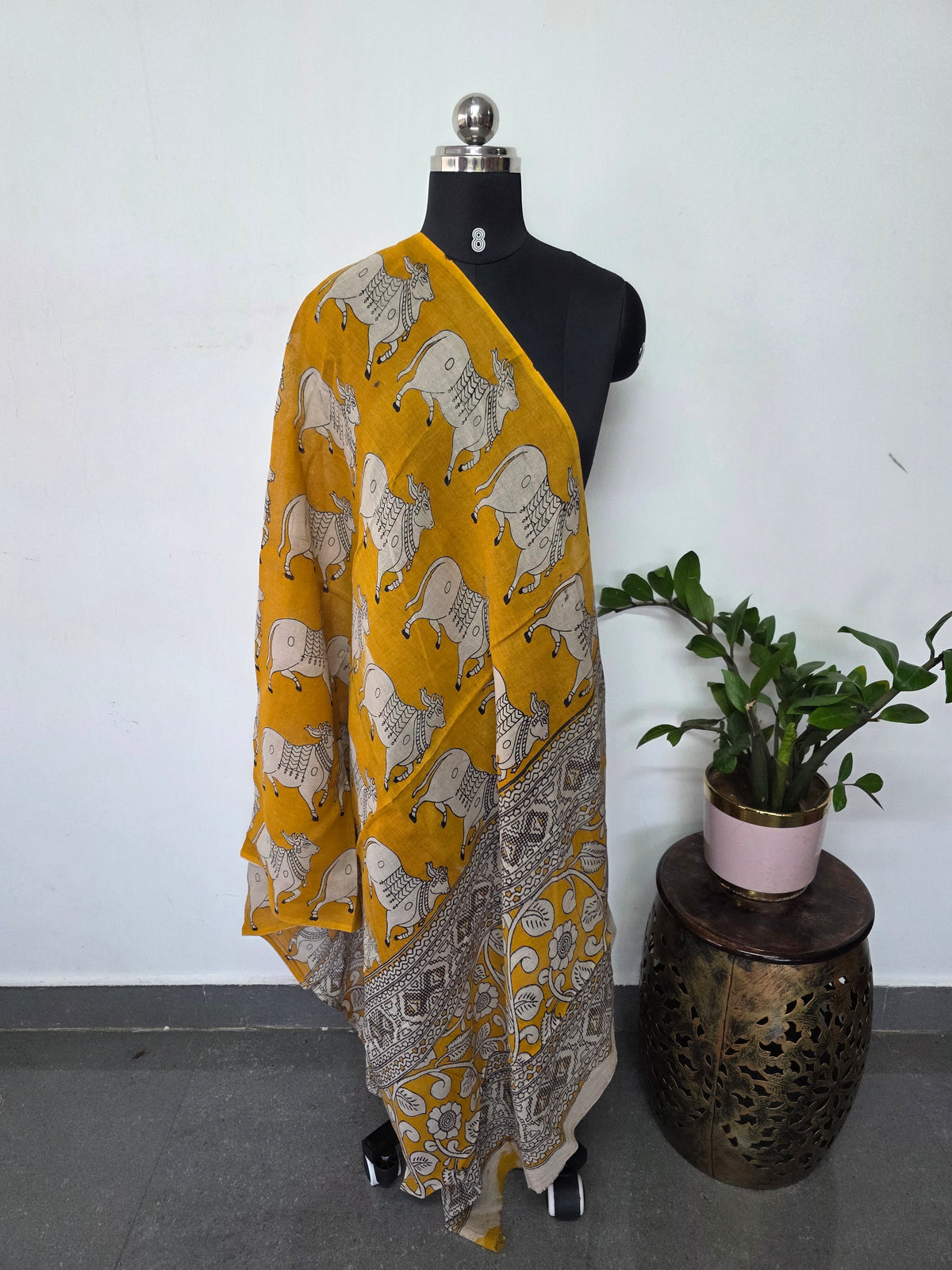 Handcrafted Kalamkari cotton dupatta-AK532