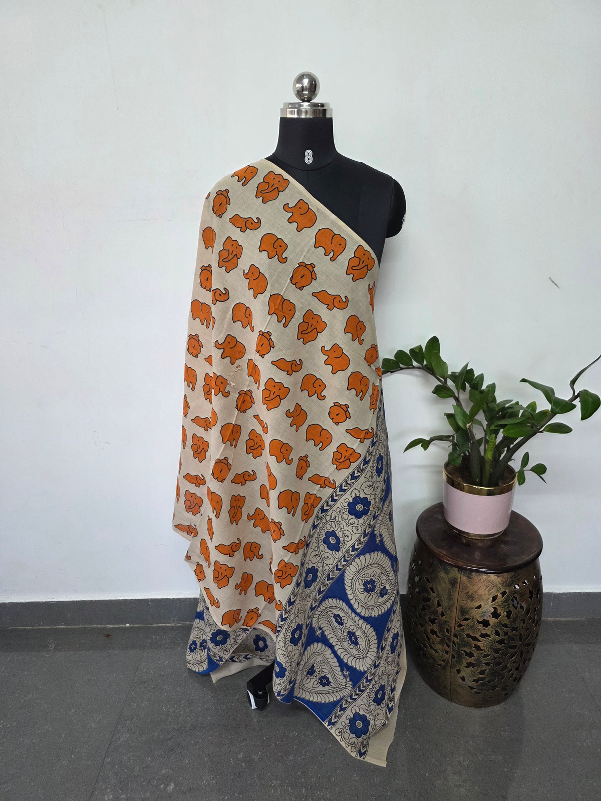 Handcrafted Kalamkari cotton dupatta-AK525