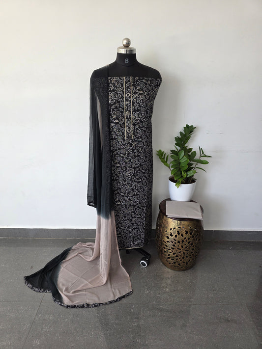 Capsule set with chiffon shawl - black with gray bottom