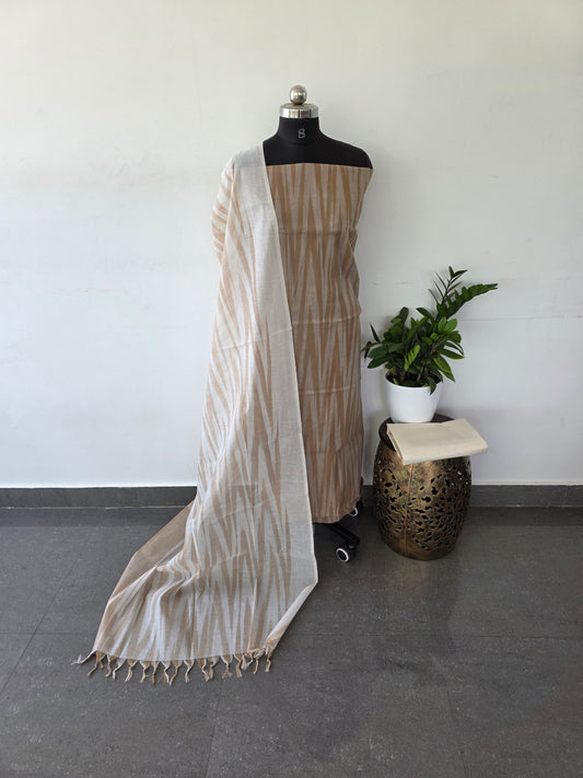Handloom ikkat cotton set - Biscute