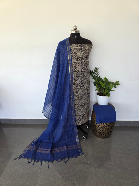 Authentic pure kalamkari cotton set - Blue
