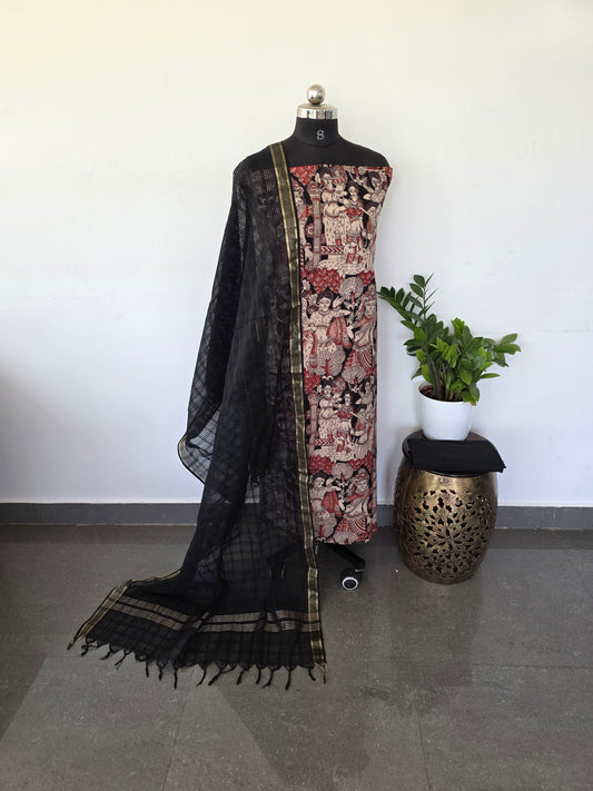 Authentic pure kalamkari cotton set - Black girl