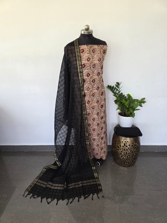 Authentic pure kalamkari cotton set  - Black