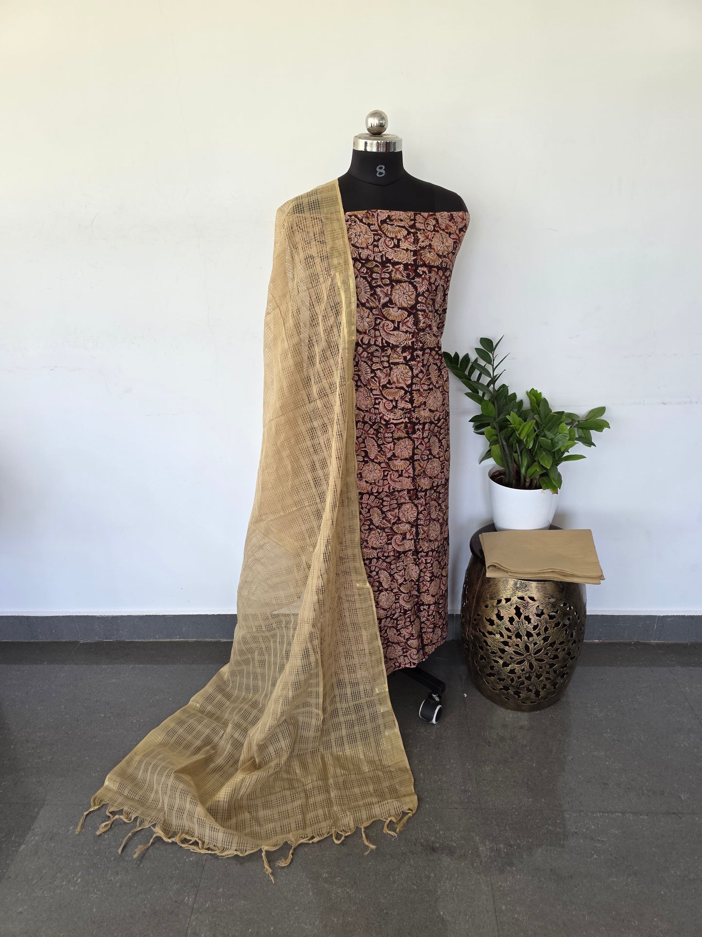 Authentic pure kalamkari cotton set - Sandal