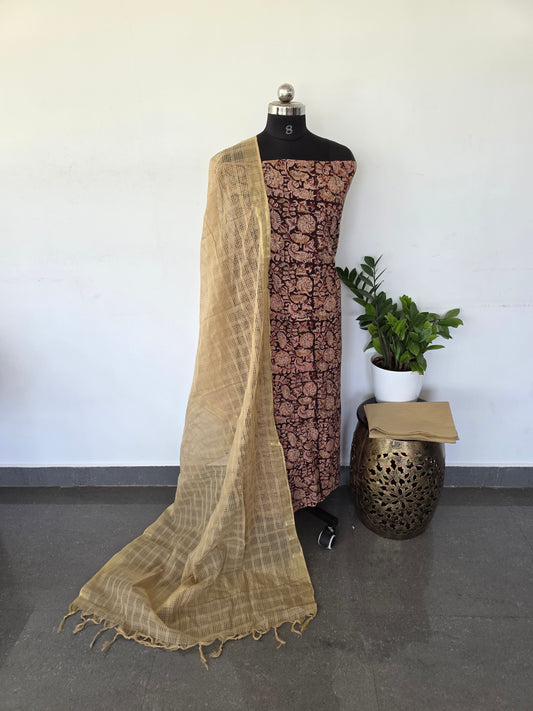Authentic pure kalamkari cotton set - Sandal