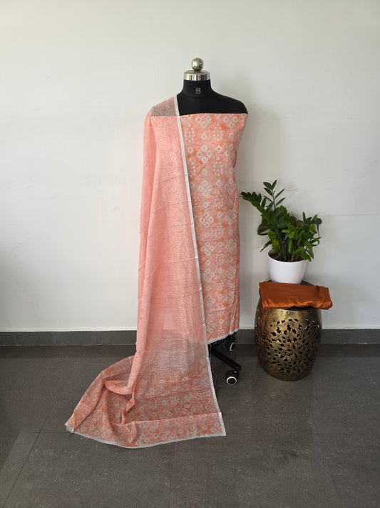 Heavy rayon set with linen shawl - light orange