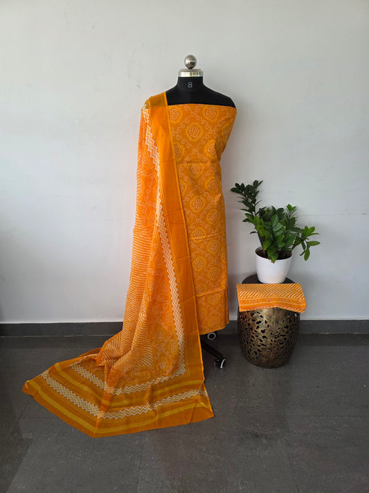 Jaipuri cotton set - yellow D52