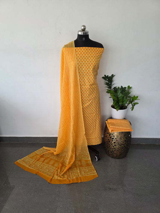 Jaipuri cotton set - yellow D53