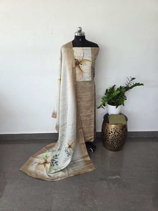 Premium tussar silk set - light green