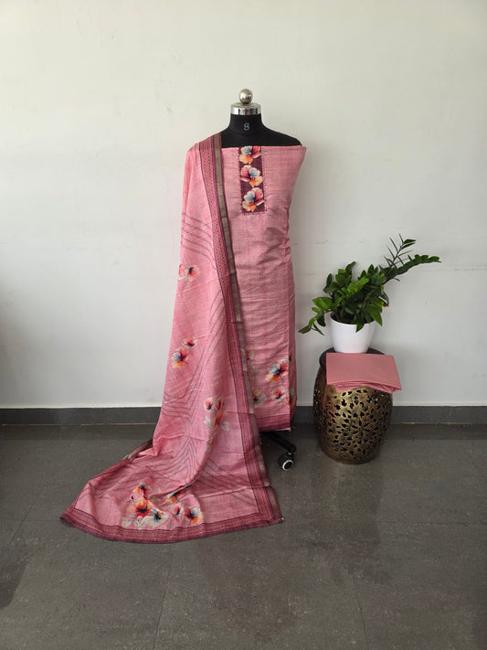 Premium tussar silk set - light pink