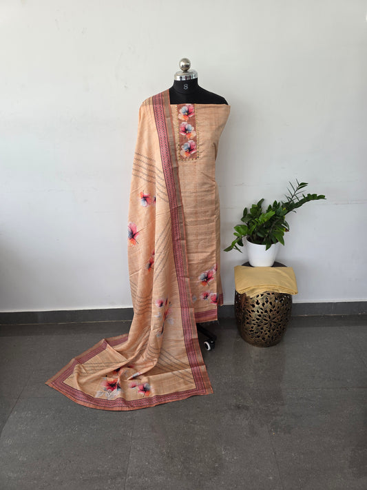 Premium tussar silk set - yellow