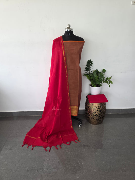 pure cotton top with kanchi border - beig