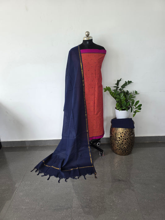 Pure handloom cotton set - onion pink H1