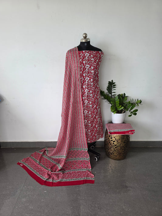 Pure jaipuri cotton set - Red floral