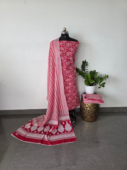 Pure jaipuri cotton set - Red floral