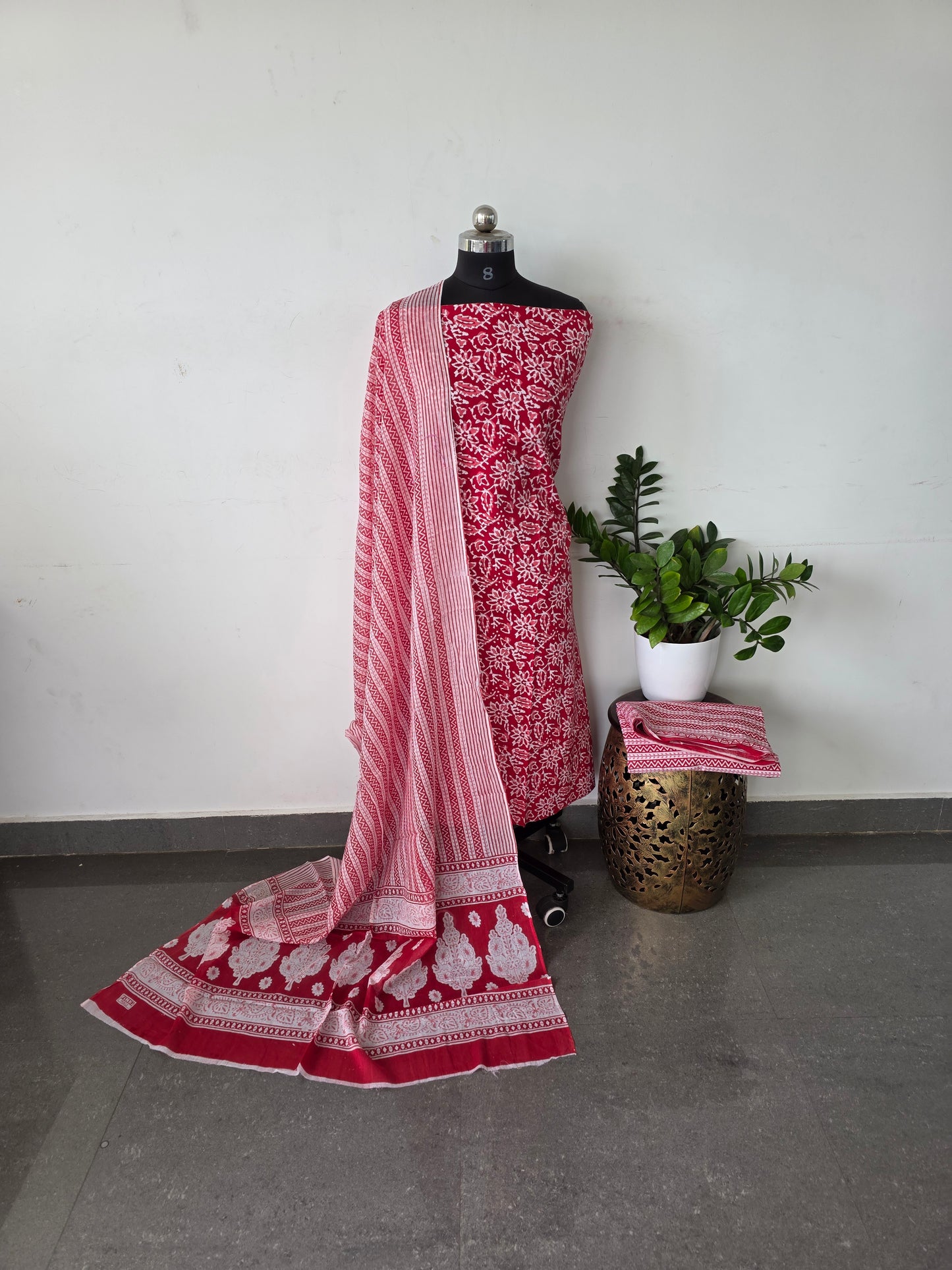 Pure jaipuri cotton set - Red floral
