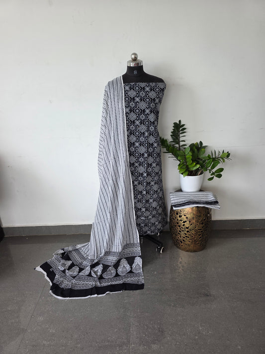 Pure jaipuri cotton set - Black dimond