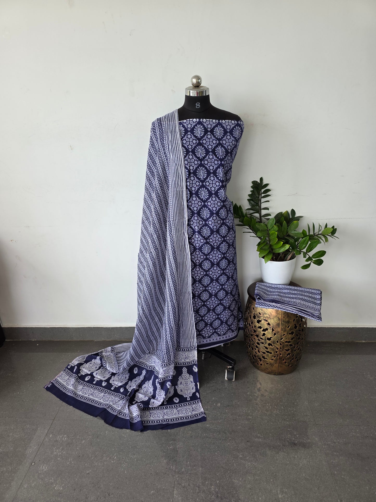 Pure jaipuri cotton set - Peacock blue