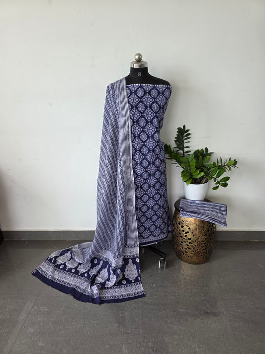 Pure jaipuri cotton set - Peacock blue