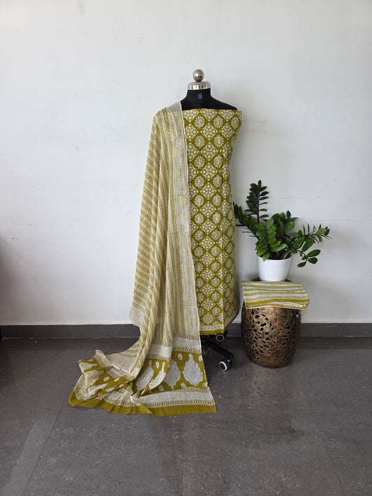 Pure jaipuri cotton set - Peacock green