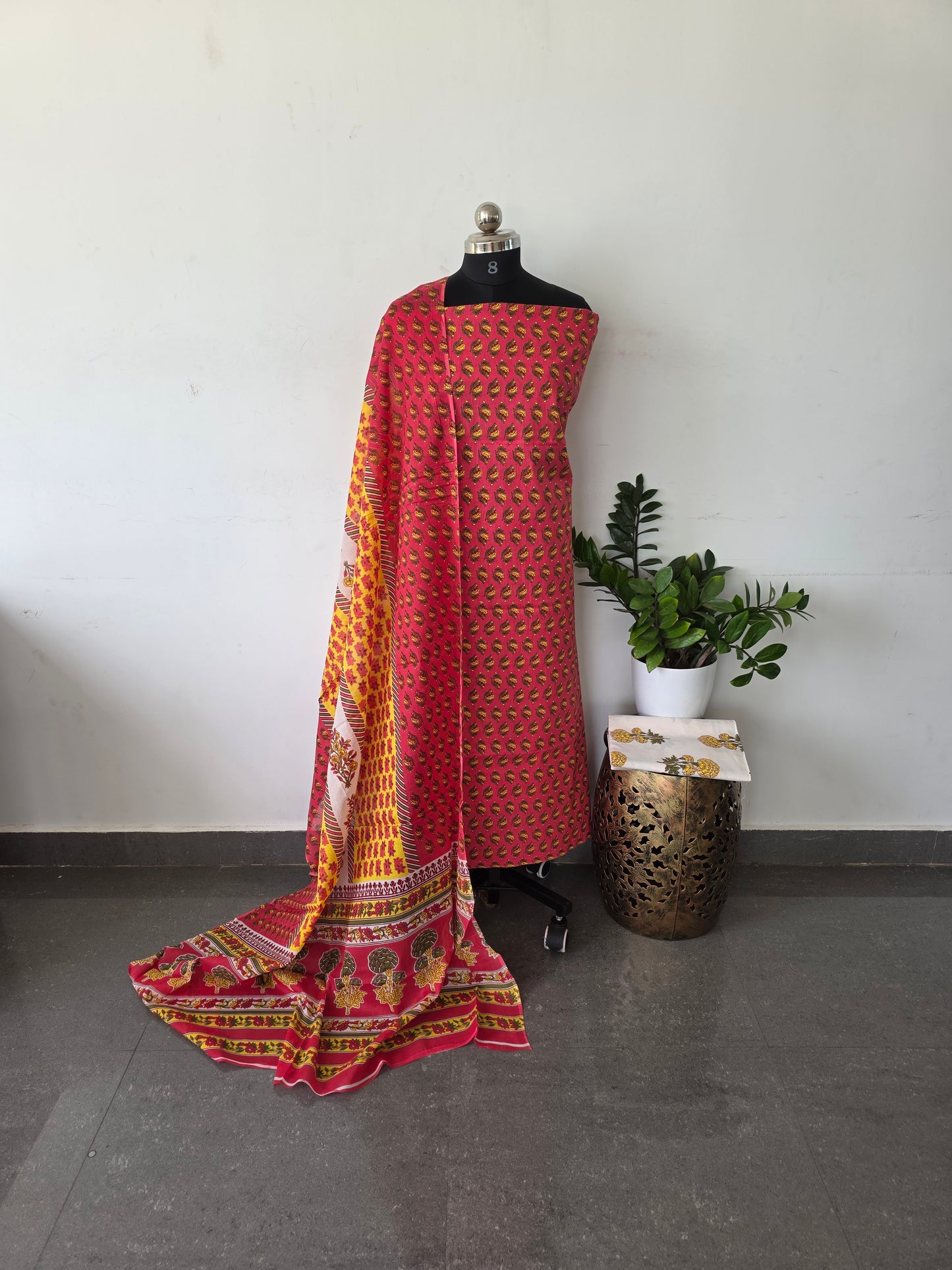 Pure jaipuri cotton set - peach rose