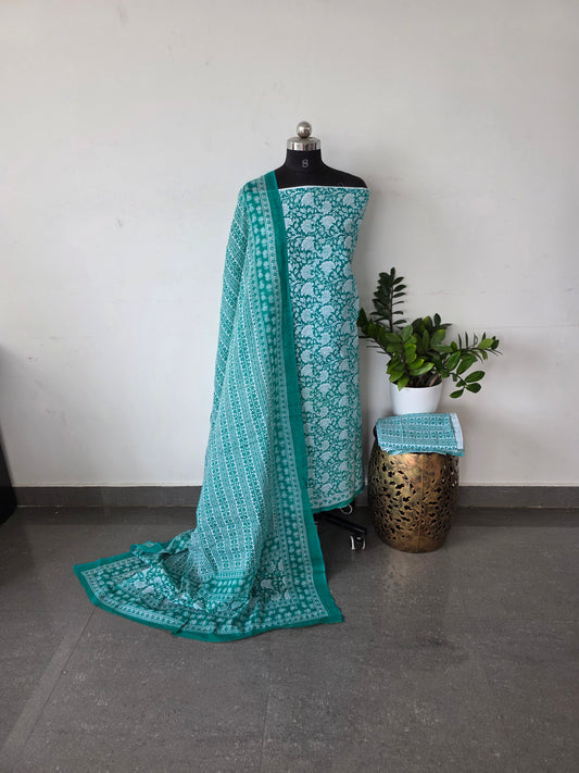 Pure jaipuri cotton set - Ramar green