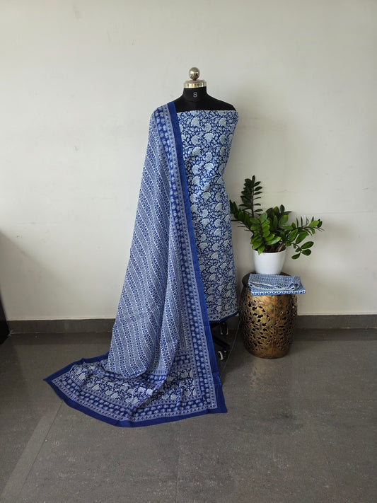 Pure jaipuri cotton set - Blue