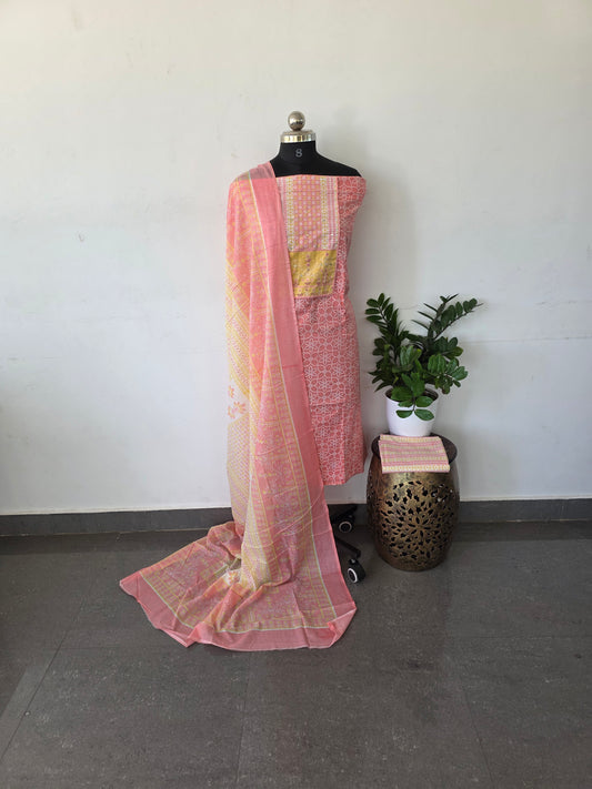 Pure cotton set- peach yellow