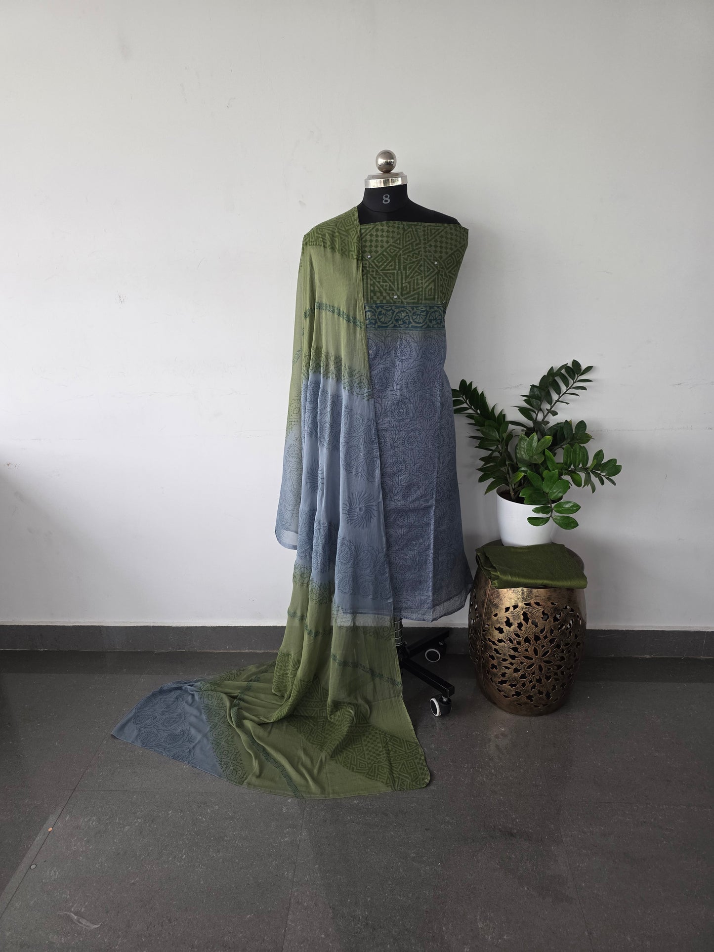 Premium kota set with chiffon shawl - KC11