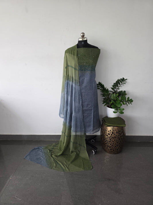 Premium kota set with chiffon shawl - KC11