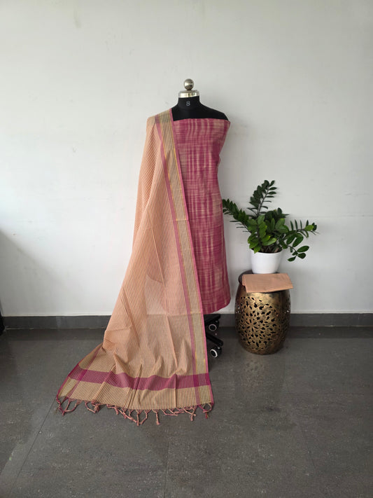 Pure handloom cotton set - pink