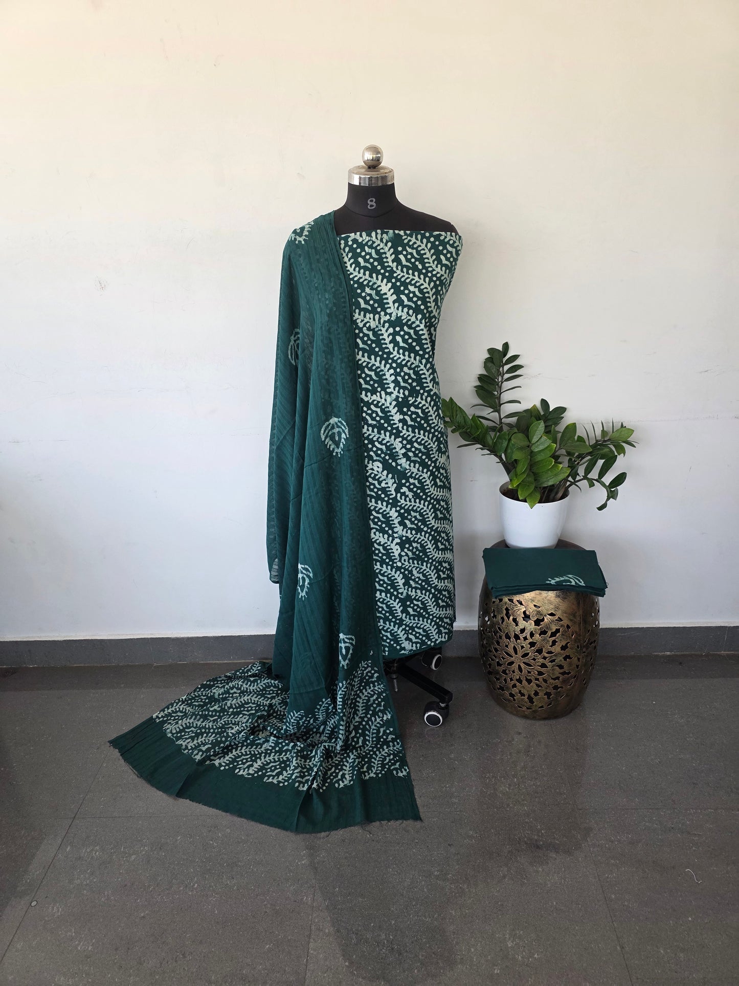 Light weight pure wax batik coton set - Ramer green