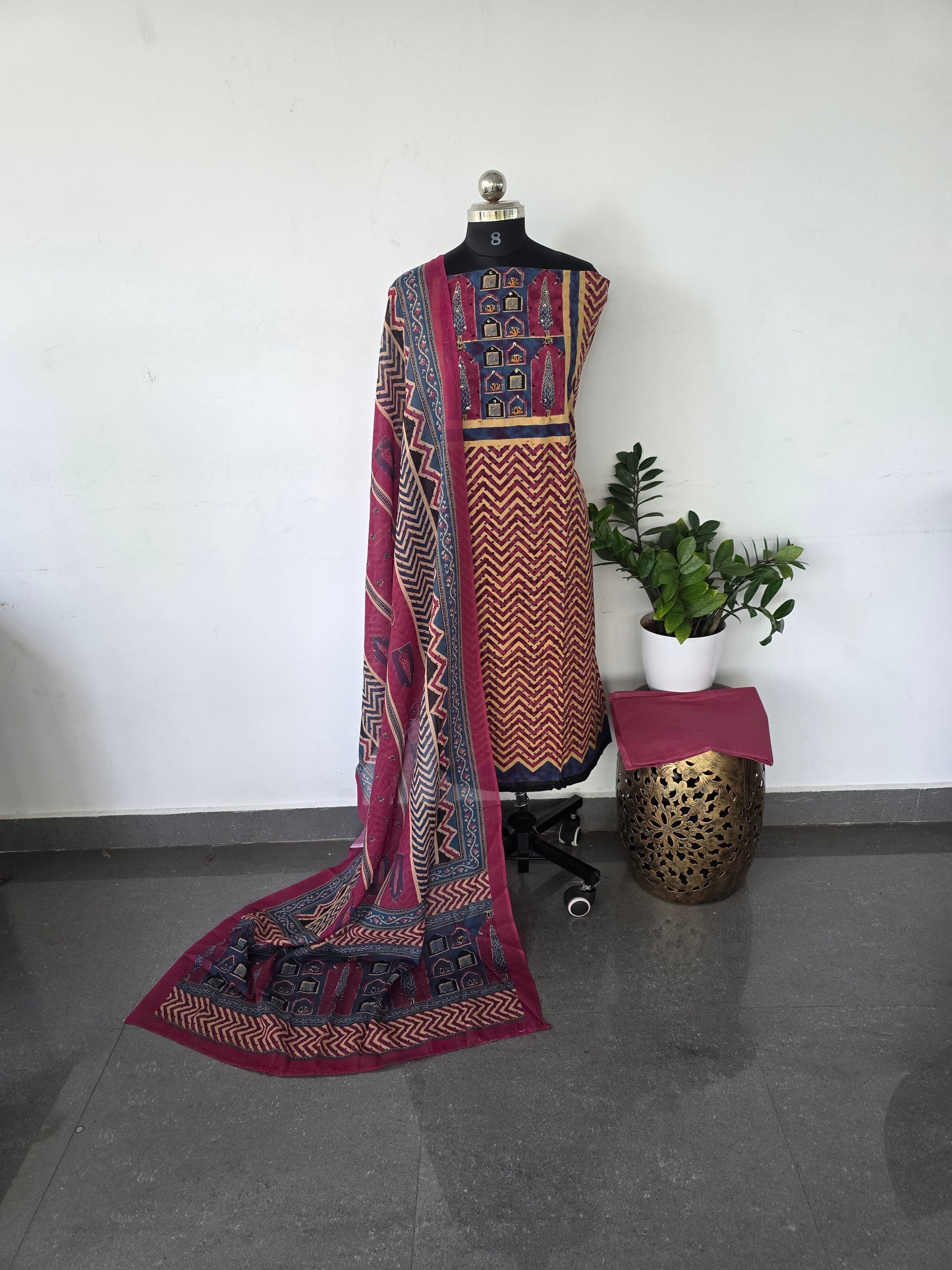 Premium ajrakh cotton set - Pink