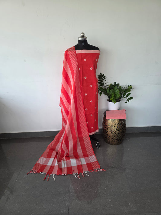 Handloom cotton set - Peach