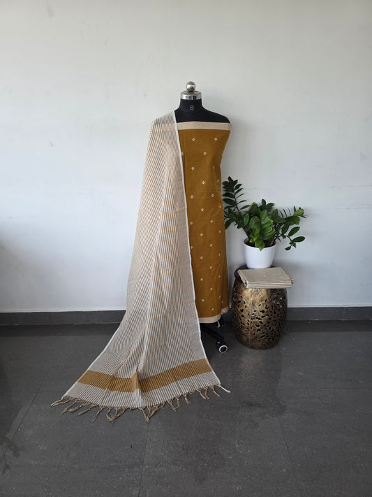 Handloom cotton set - Mustard