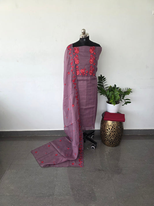 Embroidery organza checks - Grape