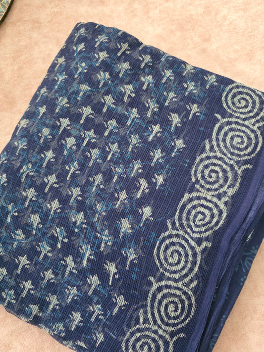 Jaipuri handblock kota set - Indigo blue