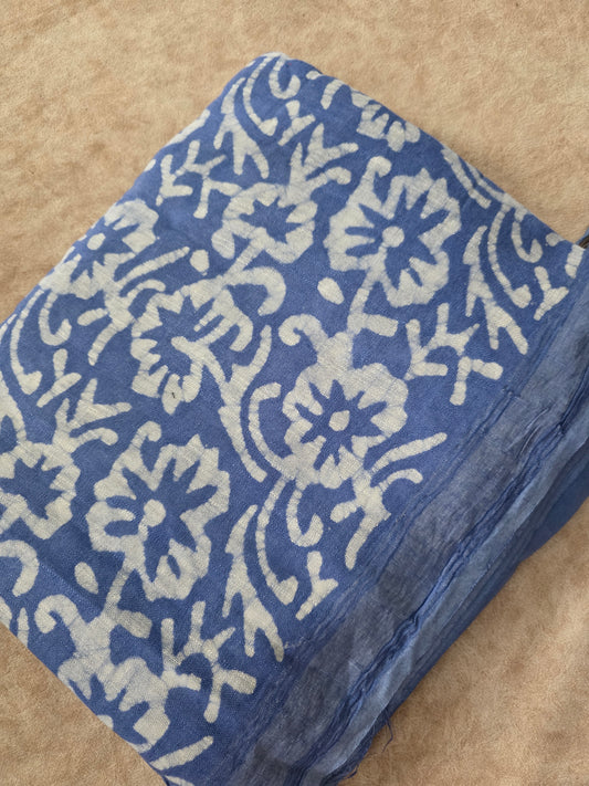 Jaipuri handblock linen cotton set -Light blue floral