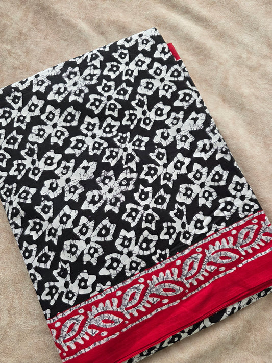 Pure cambric cotton set - Black with red border