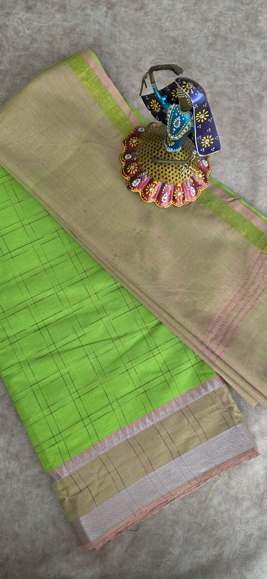 Checked handloom cotton set - Green