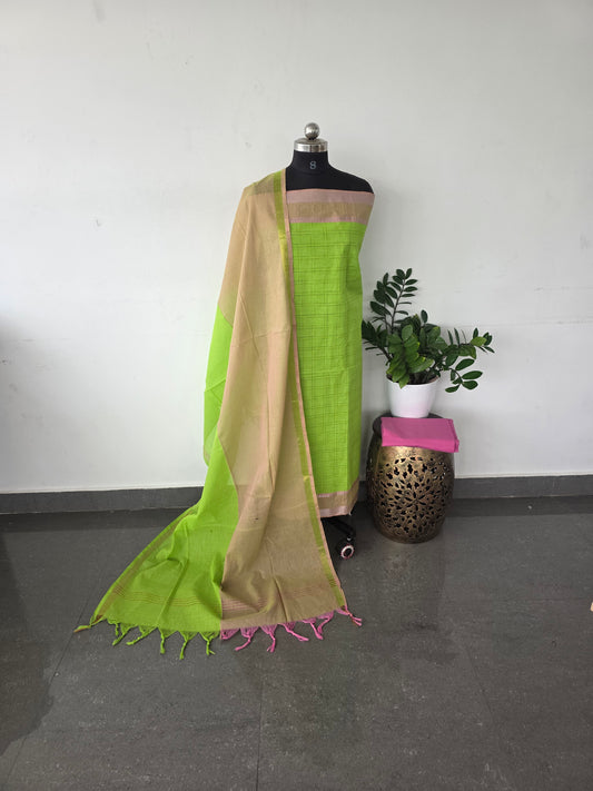 Checked handloom cotton set - Green