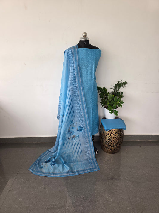 Premium hakoba silk set - power blue