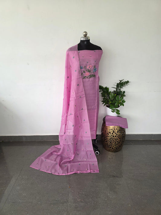 Embroidery kota set -pink